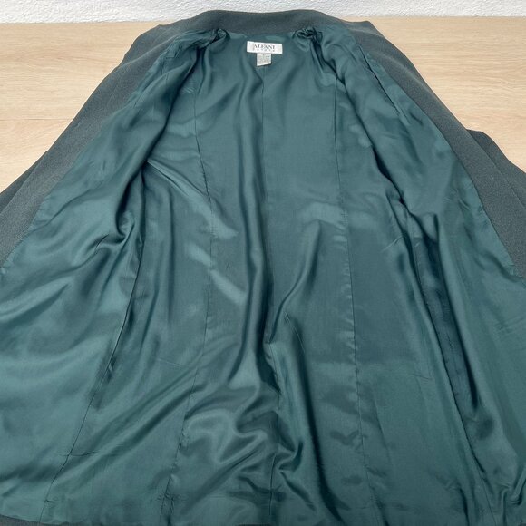 Alfani Military-Style Long Line Jacket Mandarin Collar Deep Green Size 8 Petite - Picture 5 of 16